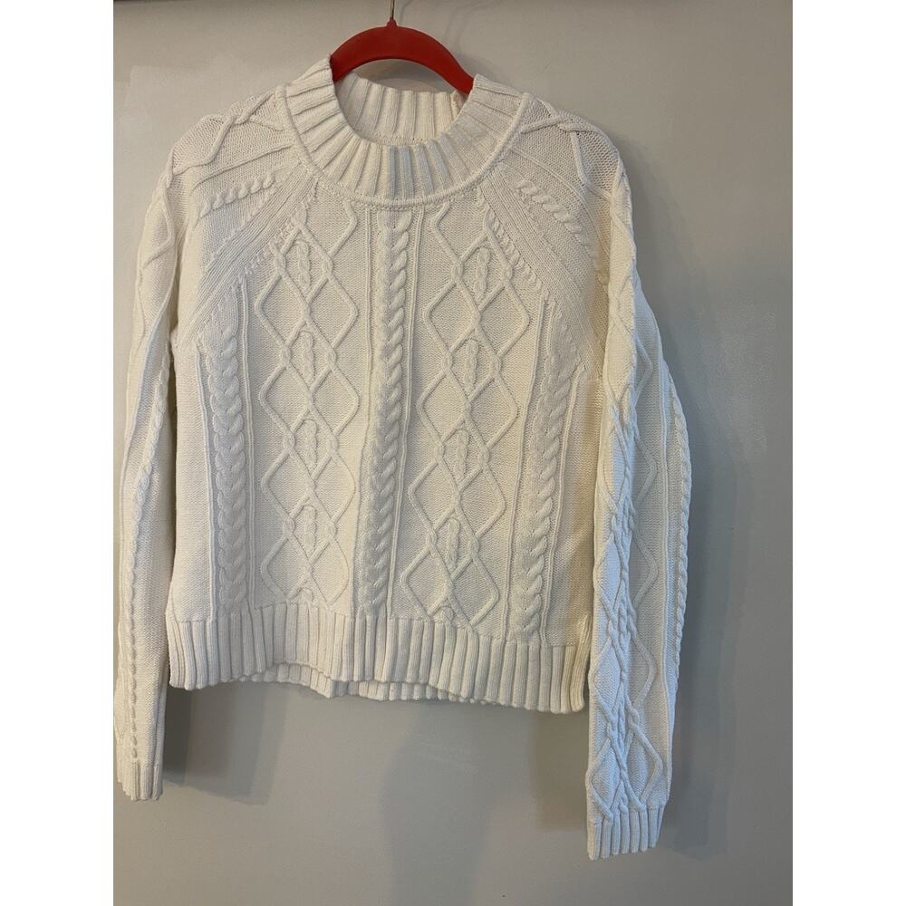 NEW GAP women’s Cable‎ Knit Sweater Ivory White, Size XS Slightly Cropped